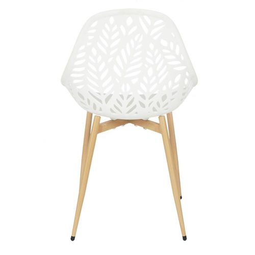 Lot De 4 Chaises De Jardin Coque Plastique Ajourée Blanc Pieds Métal - Saya