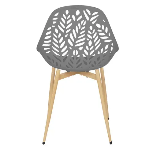 Lot De 4 Chaises De Jardin Coque Plastique Ajourée Gris Pieds Métal - Saya