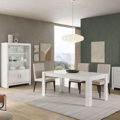 Denae - Table De Repas Rectangulaire 190x90cm Laquée Blanc Brillant