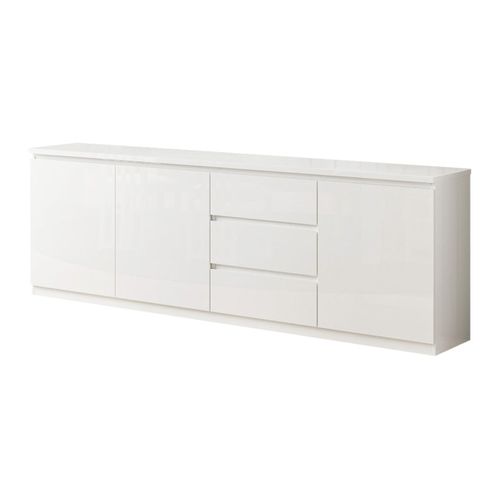 Buffet 3 Portes 3 Tiroirs Laqué Blanc Brillant - Deyton