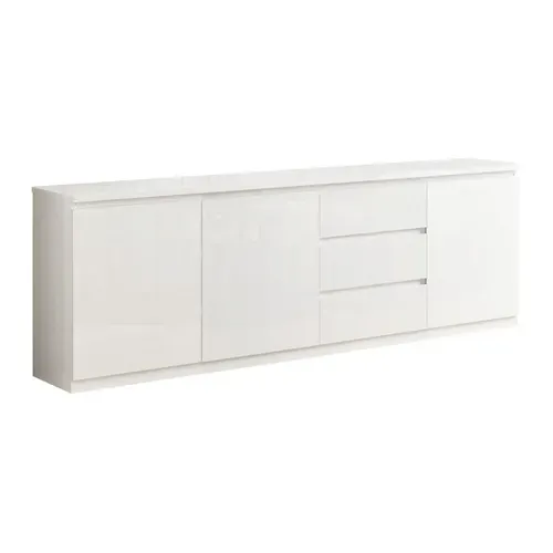 Buffet 3 Portes 3 Tiroirs Laqué Blanc Brillant - Deyton