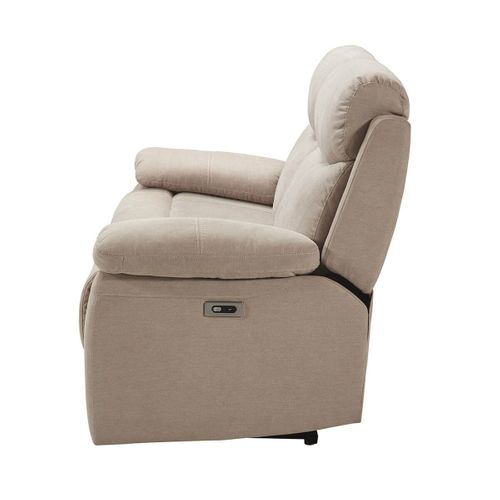 Canapé 3 Places Relax Electrique Beige Tissu Waterproof - Tarifa