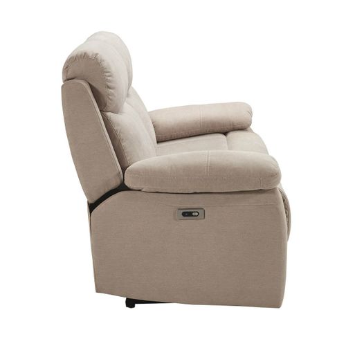 Canapé 3 Places Relax Electrique Beige Tissu Waterproof - Tarifa