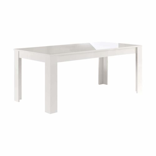 Ensemble Séjour Laqué Blanc Table 160cm + Buffet 3 Portes - Clark