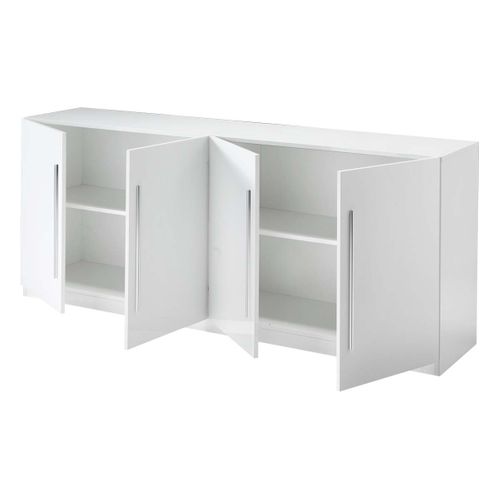 Ensemble Séjour Laqué Blanc Table 160cm + Buffets 3 Et 4 Portes - Clark
