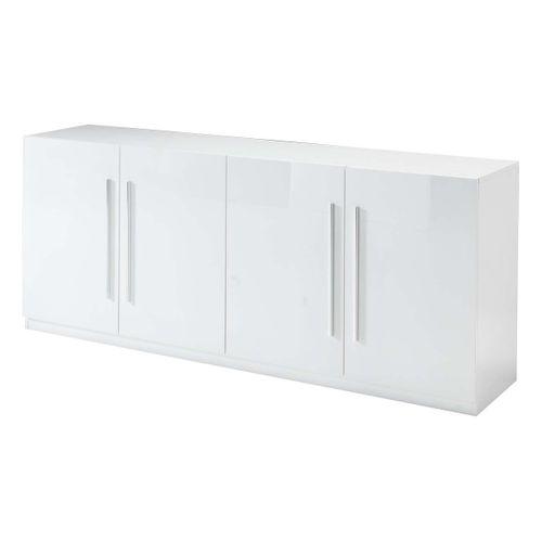 Ensemble Séjour Laqué Blanc Table 160cm + Buffets 3 Et 4 Portes - Clark