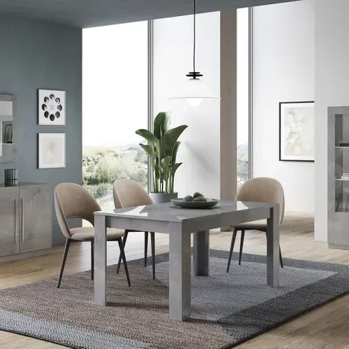 Clark - Ensemble Séjour Effet Marbre Table 190cm + Buffet 4 Portes