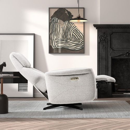 Fauteuil Relax Electrique Tissu Gris Perle - Gandia