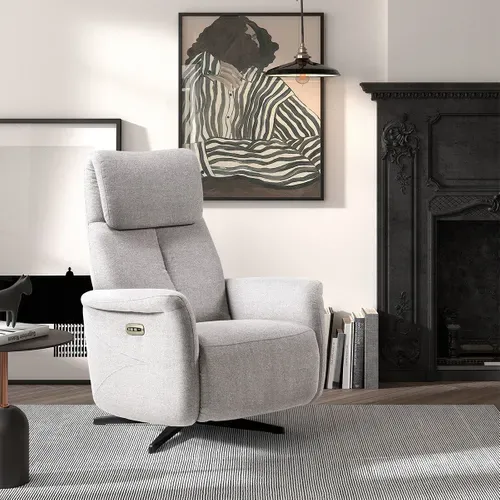 Fauteuil Relax Electrique Tissu Gris Perle - Gandia