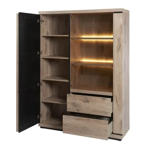 Argentier Avec Eclairage LED Effet Claustra Finition Canyon - Phileas