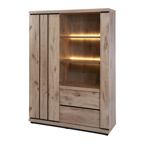 Argentier Avec Eclairage LED Effet Claustra Finition Canyon - Phileas