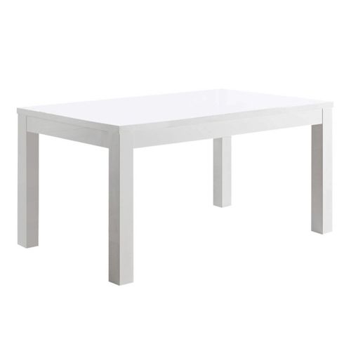 Ensemble Séjour Complet Laqué Blanc Table 190cm + Buffet + Vitrine Avec LEDs - Deyton