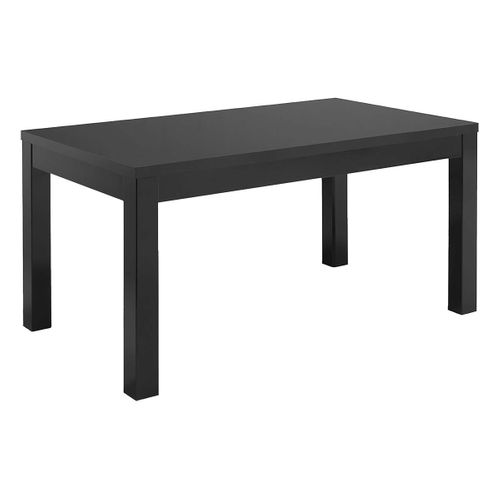 Deyton - Ensemble Séjour Complet Laqué Noir Table 160cm + Buffet + Vitrine Avec LEDs