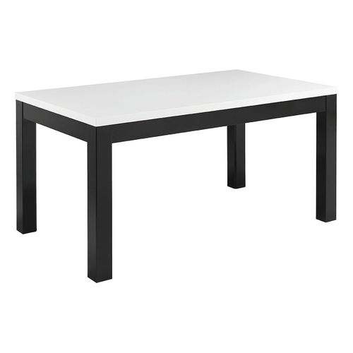 Ensemble Séjour Complet Laqué Noir Et Blanc Table 160cm + Buffet + Vitrine Avec LEDs - Deyton