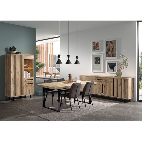 Romy - Romy - Séjour Complet Avec Table 170cm Aspect Bois Finition Canyon Oak