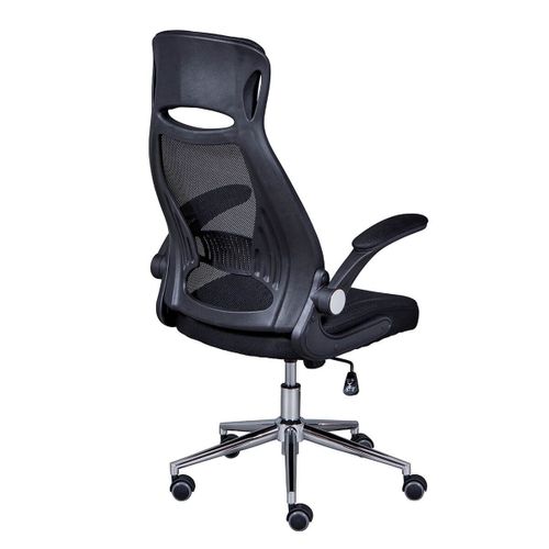 Waltus - Fauteuil De Bureau Tissu Mesh Noir Et Appui-tête Pieds Chromés