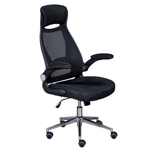 Waltus - Fauteuil De Bureau Tissu Mesh Noir Et Appui-tête Pieds Chromés