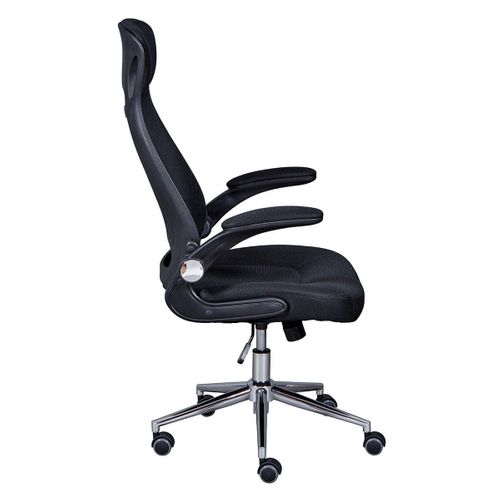 Waltus - Fauteuil De Bureau Tissu Mesh Noir Et Appui-tête Pieds Chromés