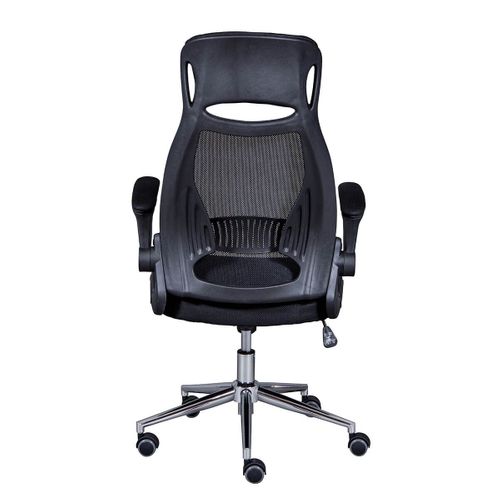 Waltus - Fauteuil De Bureau Tissu Mesh Noir Et Appui-tête Pieds Chromés