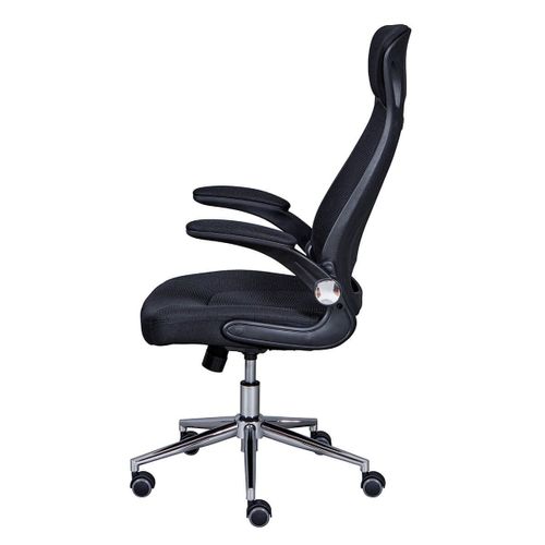 Waltus - Fauteuil De Bureau Tissu Mesh Noir Et Appui-tête Pieds Chromés