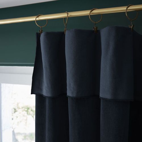 Rideau Ajustable 140x270cm Velours De Coton Bleu Nuit + 8 Anneaux Pince - Harris
