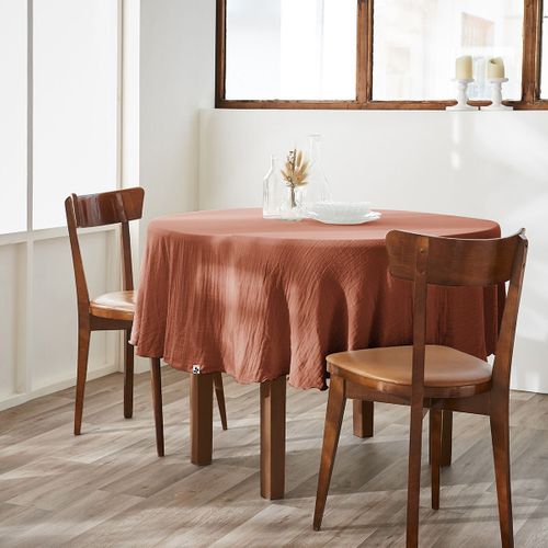 Nappe Ronde D.180cm Gaze De Coton Terracotta - Ourea