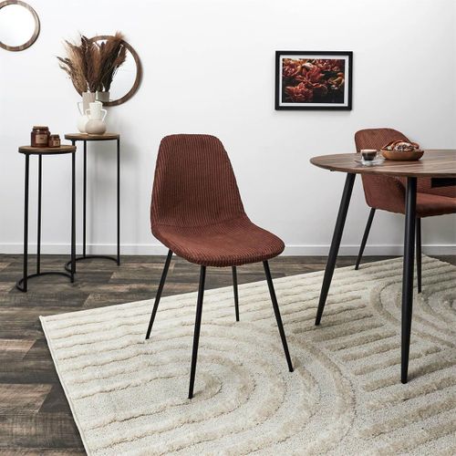 Lot De 2 Chaises En Velours Côtelé Coloris Terracotta - Amory