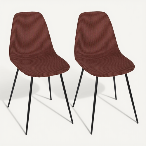 Lot De 2 Chaises En Velours Côtelé Coloris Terracotta - Amory