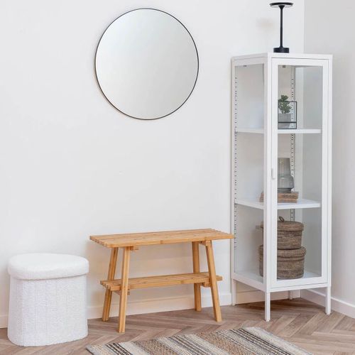 Vitrine 1 Portes Verre Et Métal Blanc H140cm - Hendra