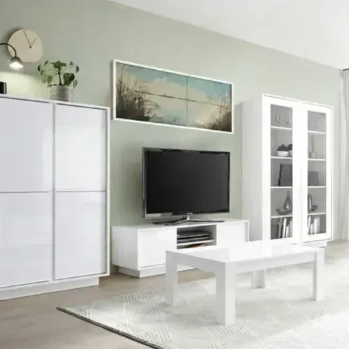 Weiss - Table Basse Rectangulaire Blanc Laqué Brillant