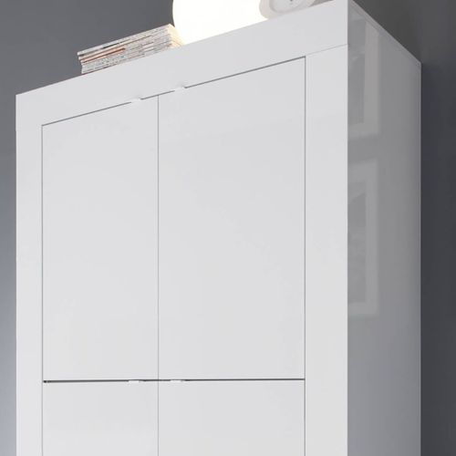Buffet 4 Portes Finition Blanc Laqué et Aspect Bois Antik - OTELLO Buffet 4 Portes Finition Blanc Laqué et Aspect Bois Antik - OTELLO
