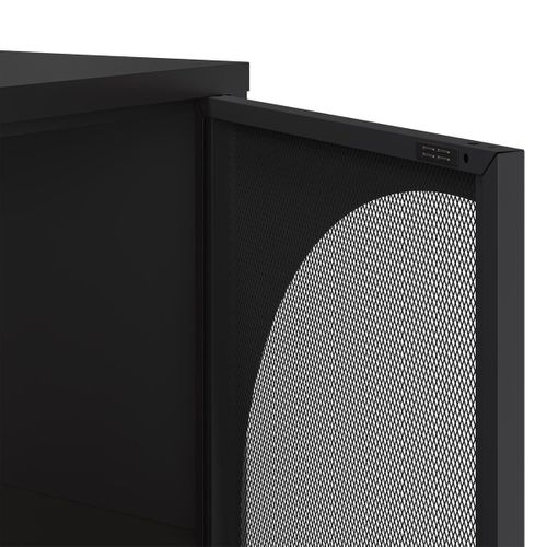 Buffet 4 Portes Ajourées En Métal Noir - Liovia