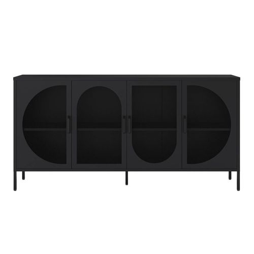 Buffet 4 Portes Ajourées En Métal Noir - Liovia