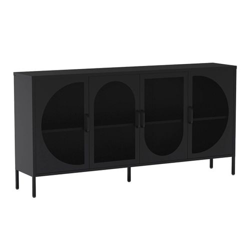 Buffet 4 Portes Ajourées En Métal Noir - Liovia
