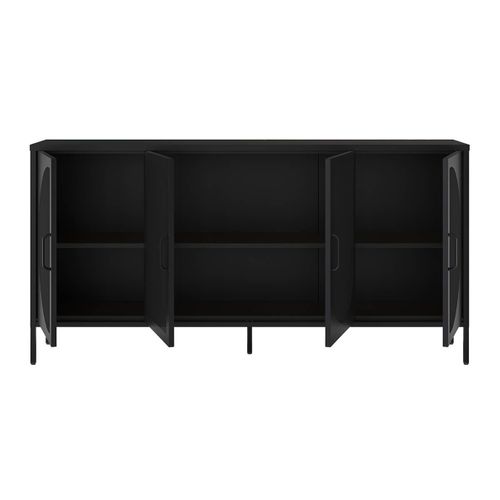 Buffet 4 Portes Ajourées En Métal Noir - Liovia