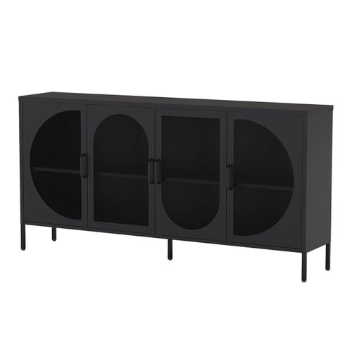 Buffet 4 Portes Ajourées En Métal Noir - Liovia