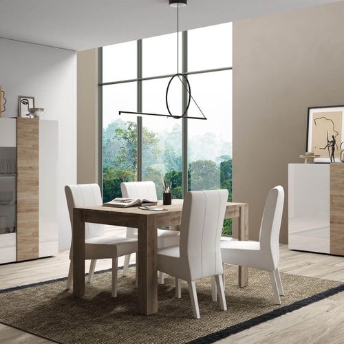 Ensemble Séjour Blanc Et Aspect Bois Finition Cadiz - Vesuvio Blanc