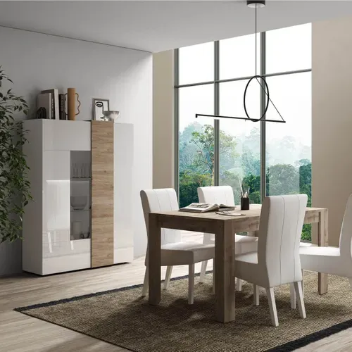 Ensemble Séjour Blanc Et Aspect Bois Finition Cadiz - Vesuvio Blanc