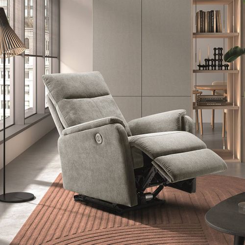 Alcantar - Fauteuil Relax Electrique Tissu Gris Clair