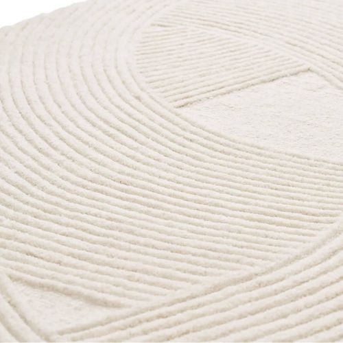 Tapis 160x230cm Tufté Main Ivoire Lignes Courbes En Relief - Linus