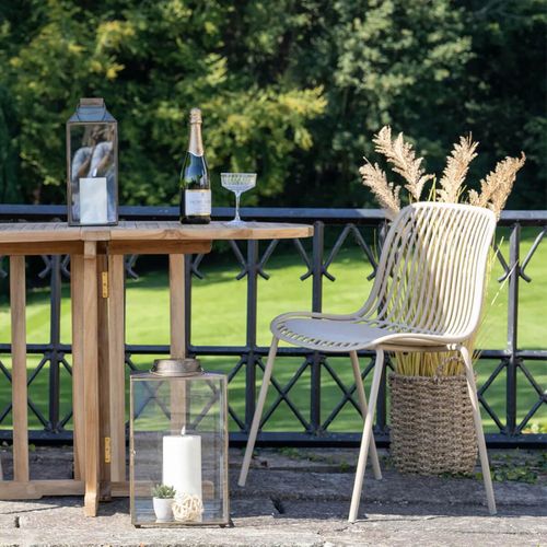 Lot De 4 Chaises De Jardin En Polypropylène Laqué Beige Empilables - Tiyana