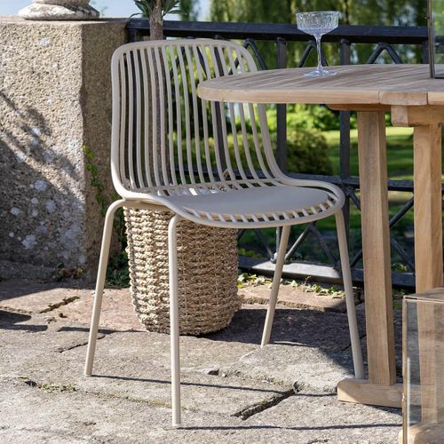 Lot De 4 Chaises De Jardin En Polypropylène Laqué Beige Empilables - Tiyana