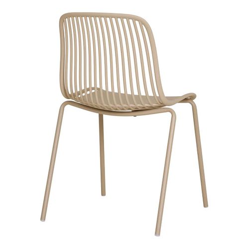 Lot De 4 Chaises De Jardin En Polypropylène Laqué Beige Empilables - Tiyana