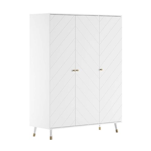 Tiny White - Chambre Avec Lit Bébé Vert + Table à Langer + Armoire 3 Portes