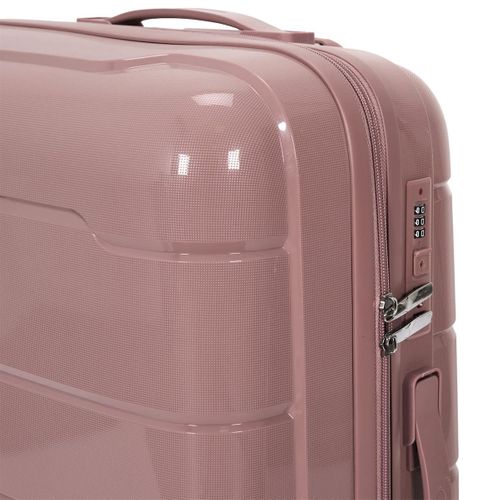Lot De 3 Valises Roses Poudrées (13l-107l) Avec Vanity, Roues Pivotantes 360°, Poignée De Traction