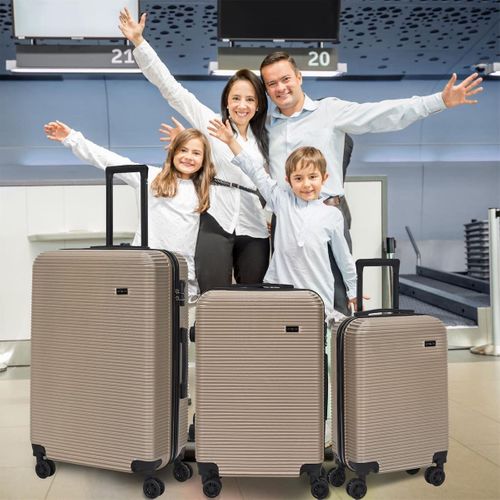 Valises Champagne X3 - 43l, 68l, 95l, Coque Rigide, Roues Pivotantes 360°, Cadenas Sécurisé - Opal