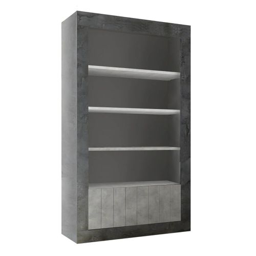 Ensemble Séjour Avec Table 180cm Gris Aspect Cimento Et Oxyde - Paolino