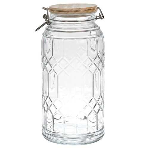 Lot De 2 Bocaux De Conservation 2,7l En Verre Couvercle Bambou - Vitras