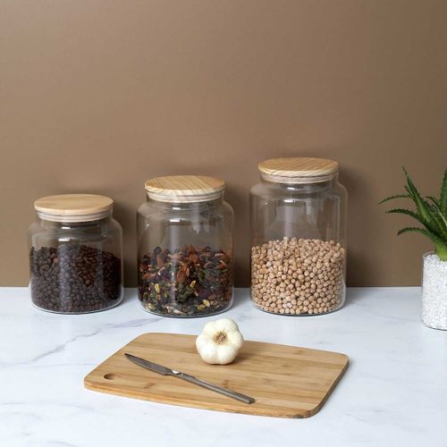 Bocal De Conservation 2,9l En Verre Couvercle Bois - Bosq
