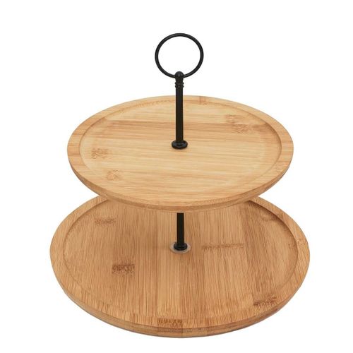 Présentoir à 2 Etages D.20cm Et D.25cm En Bambou - Loggy